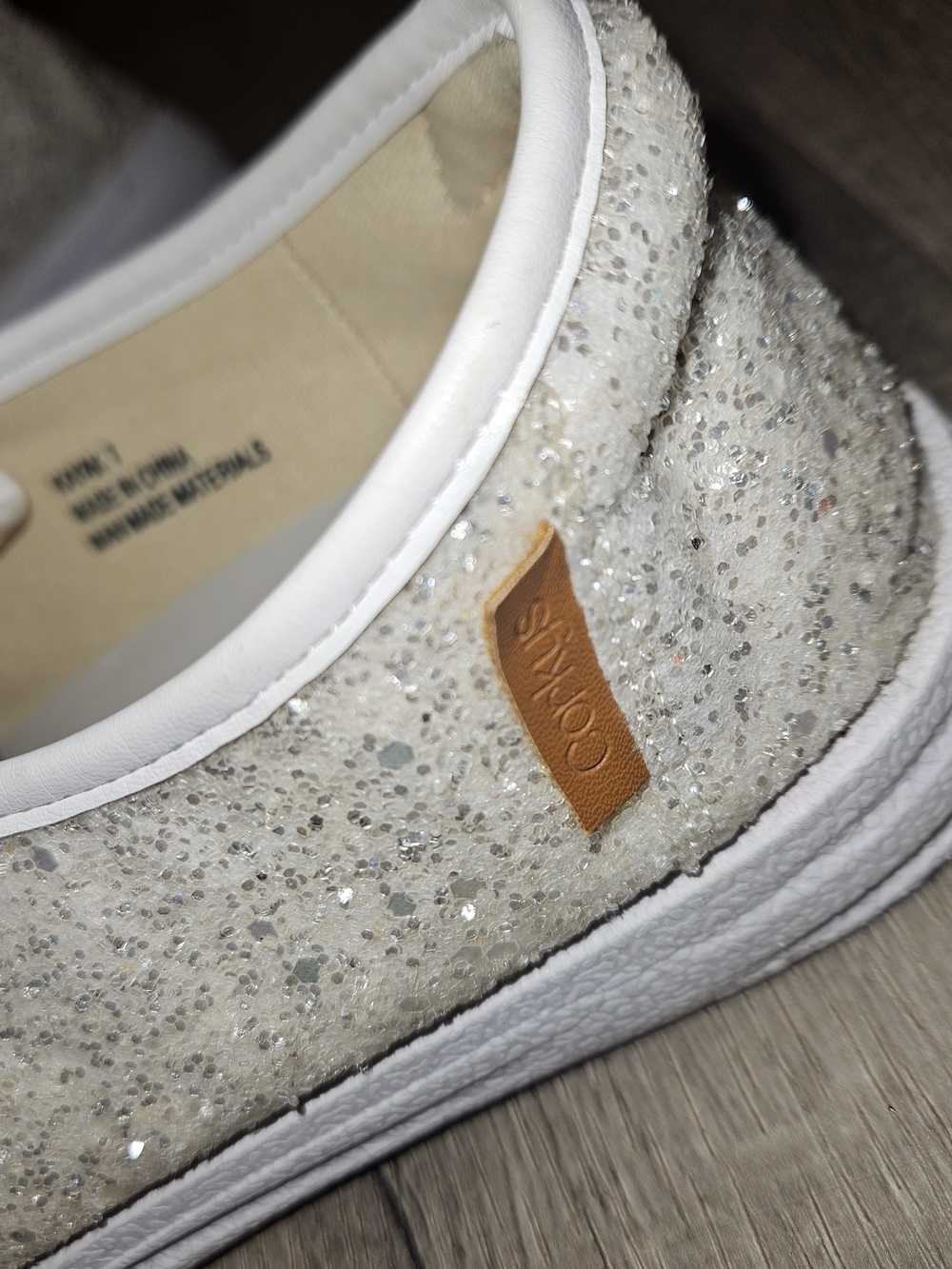 Skechers Corkys Glitter Slip-On Shoes - White - Picture 5 of 5